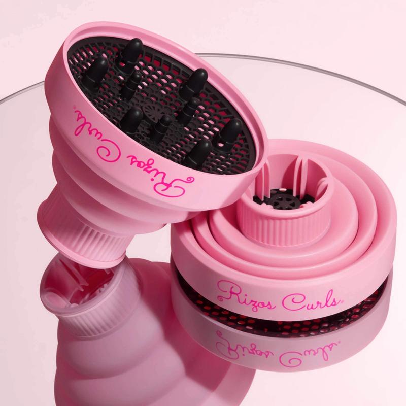 Pink Collapsible Hair Diffuser for Drying Curls Silicone Lightweight