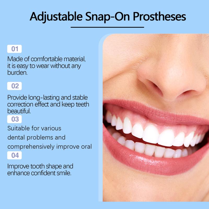 Denture Teeth Temporary Fake Teeth Snap On Top and Bottom Teeth for Men and WomenAdjustable Snap-On Prostheses；Orthodontic Braces; Modification Of Teeth Adjustable Snap-On Veneer Teeth Covers