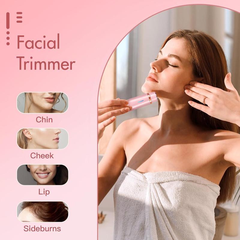 2 in 1 Electric Hair Shaver Trimmer for Women, Waterproof Wet & Dry Use Body Hair Trimmer & Face Shaver, Rechargeable Hair Removal Tool for Bikini Leg Arm Underarm Face, Trimmer Set, Epilator Hair