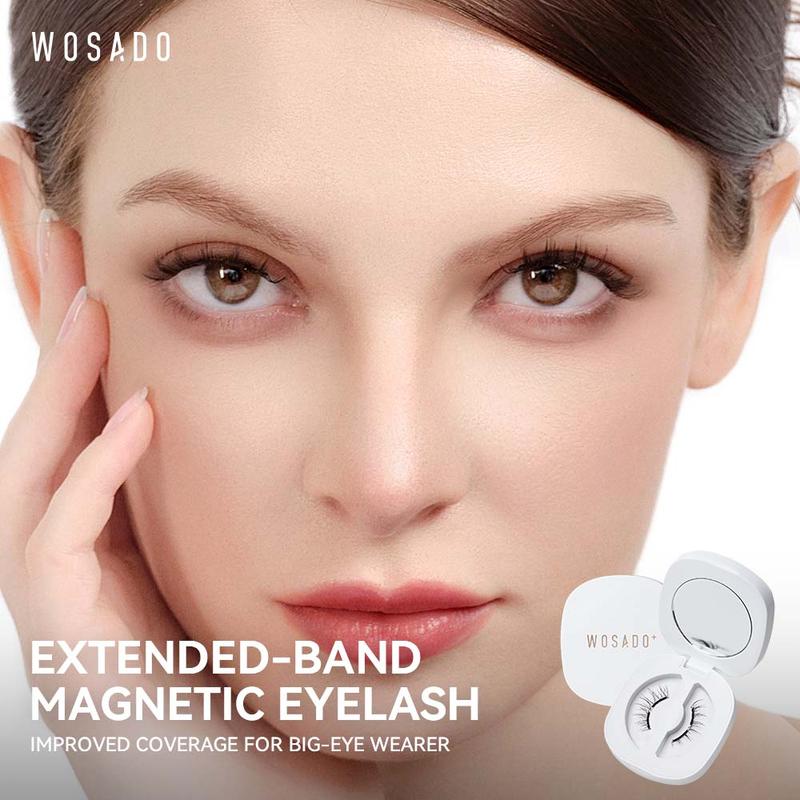 Wosado Soft Extended-Banded Magnetic Eyelashes, No Glue, No Eyeliner, Waterproof, Reusable Eyelashes Extensions Makeup Cosmetic