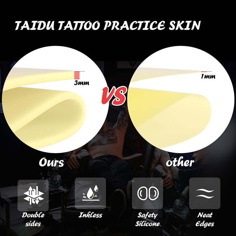 TAIDU Tattoo Silicone Practice Skin 6pcs Size 7.6X11.4 Inch 3mm Thickness Soft Silicone Fake Skins for Beginners and Tattoo Artists Cosmetics