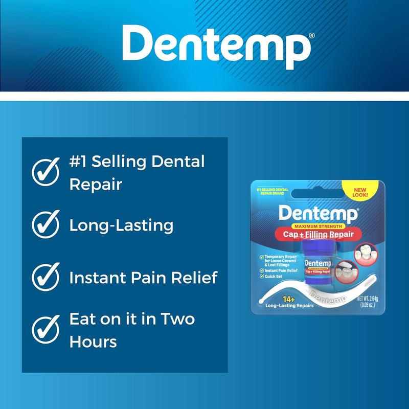 Dentemp Maximum Strength Loose Cap and Lost Filling Repair - Denture Repair Kit for Instant Pain Relief