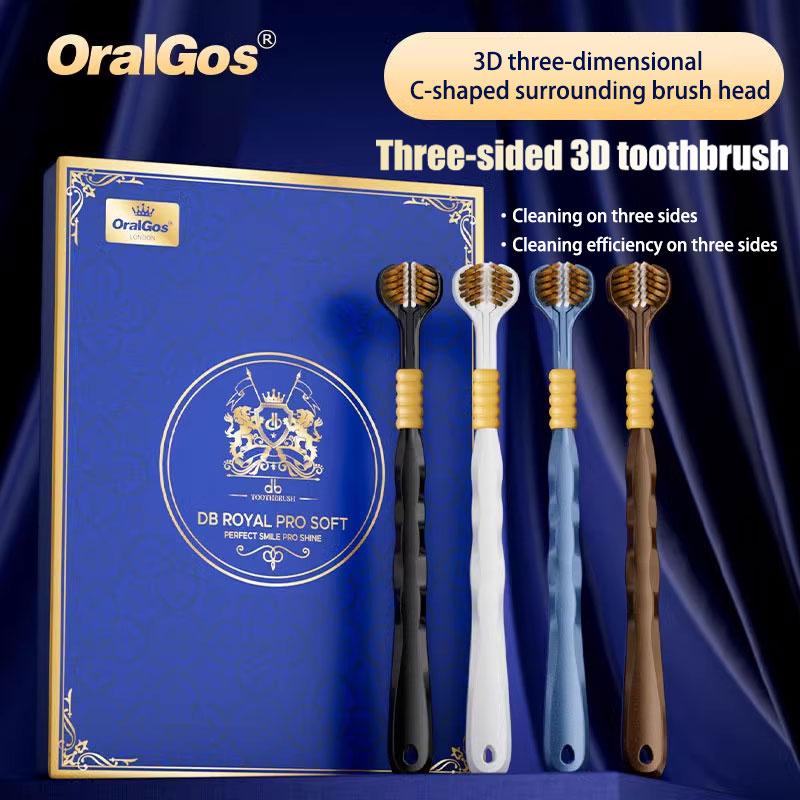 4-pcs  3-Sided Toothbrush Gift Set, Soft and Gentle, cleans teeth and gums, cleans the tongue, deeply cleanses the oral cavity, perfect gift,Comfort