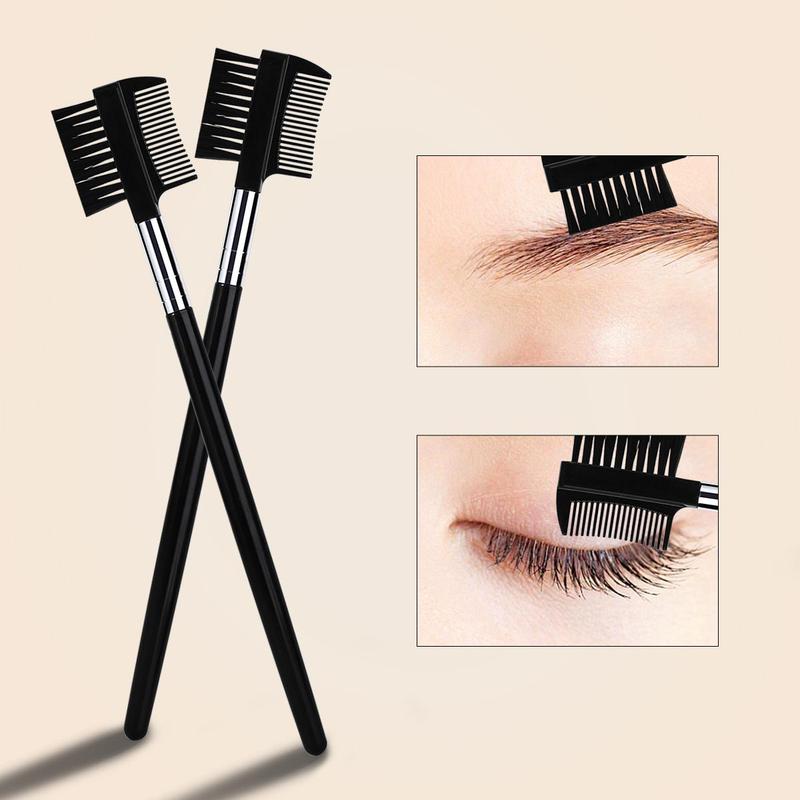 Professional Eyelash & Eyebrow Brush Set, 3 Counts set Double-ended Eyelash Comb & Eyebrow Brush & Eyelash Separator, Makeup Tool for Women