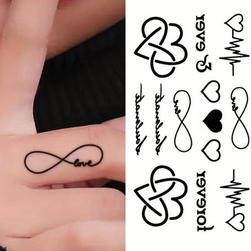 Heart Pattern Temporary Tattoo Sticker, 1 Sheet Y2K Style Fake Tattoo Sticker, Body Art Decoration for Women & Men, Christmas Gift