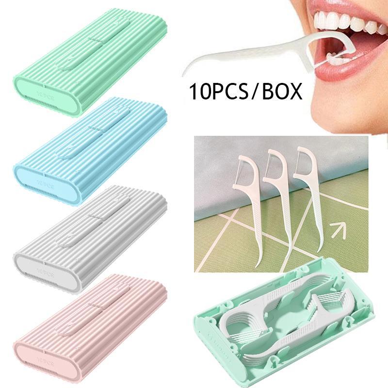 Portable Dental Floss with Double Side Outlet Storage Box, 10pcs set Dental Floss Pick Daily Oral Care Product, Oral Care Tool for Home & Travel, Christmas Gift