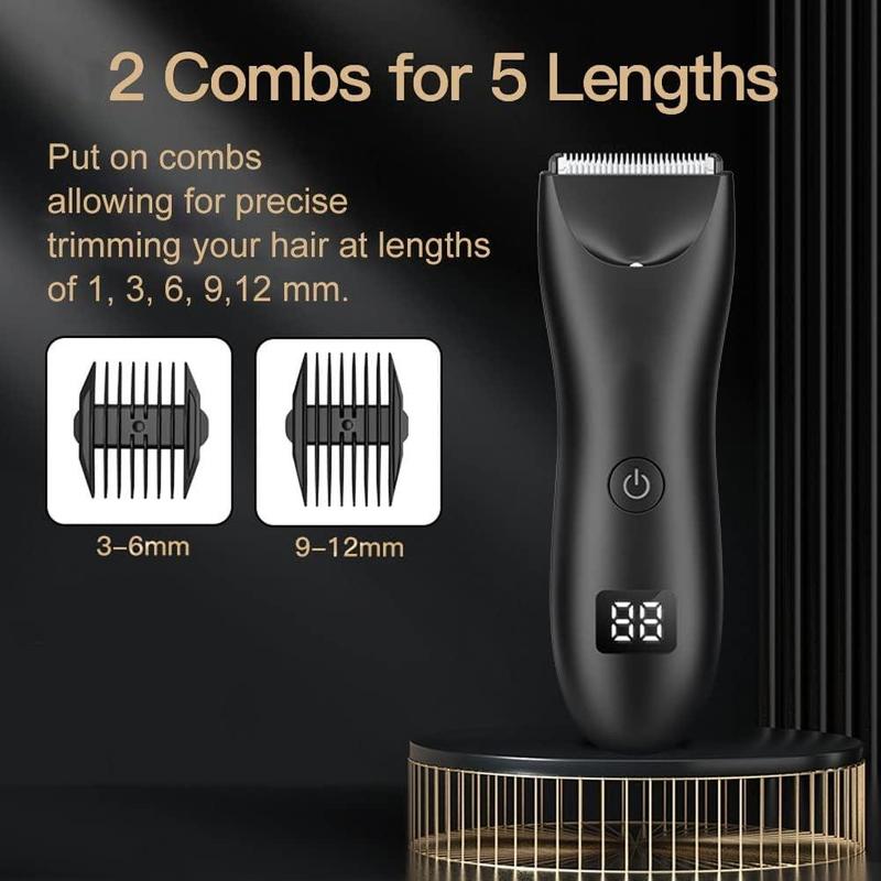 Electric Hair Trimmer for Men, 1 Box Waterproof Body Hair Trimmer Grooming Kit with LCD Display & Recharge Dock, Safety Hair Removal Tool for Men