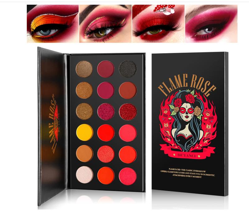 Afflano Red Eyeshadow Palette Highly Pigmented, Long Lasting True Red Eye Shadow Christmas Clown SFX Halloween Makeup Pallet Matte Shimmer