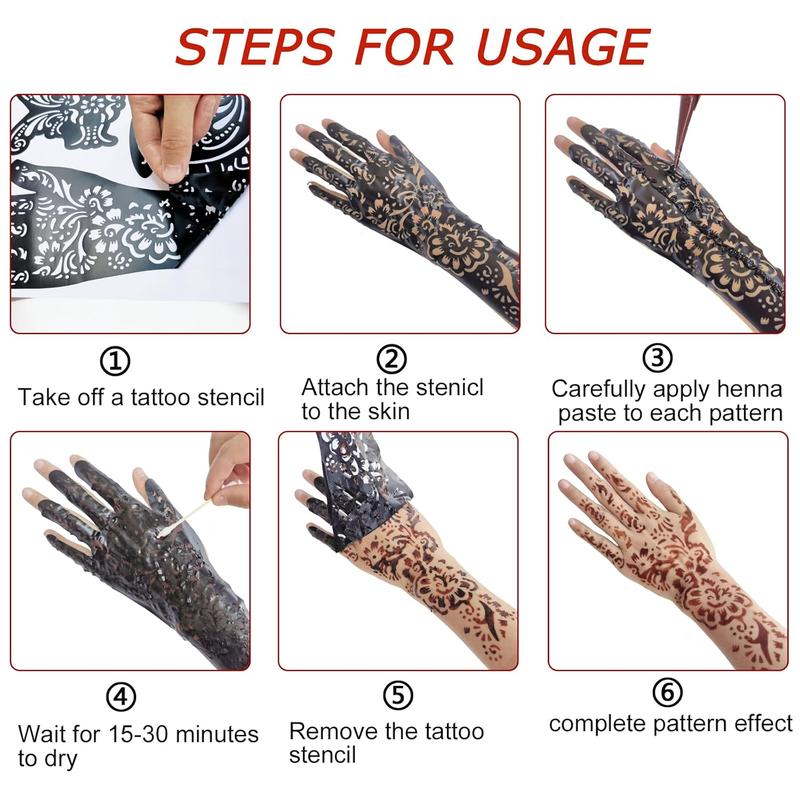 Henna tattoo kit,Indian Temporary Tattoo Stencils Airbrushing Diy Henna Tattoo Stencils Henna Art Templates, Hands Feet Leg Arm Tattoo Stickers