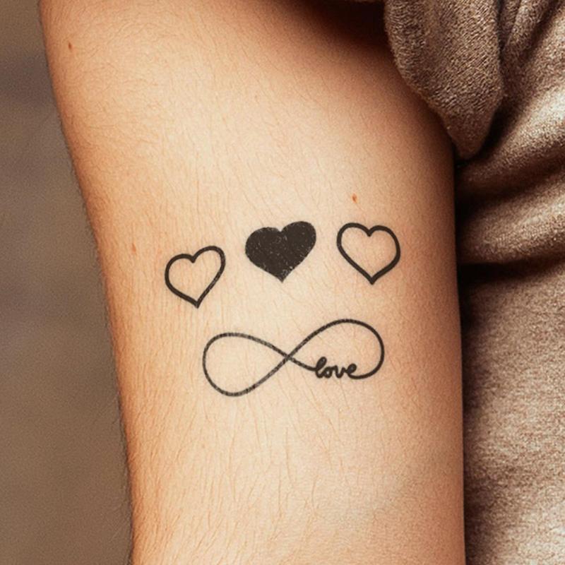 Heart Pattern Temporary Tattoo Sticker, 1 Sheet Y2K Style Fake Tattoo Sticker, Body Art Decoration for Women & Men, Christmas Gift