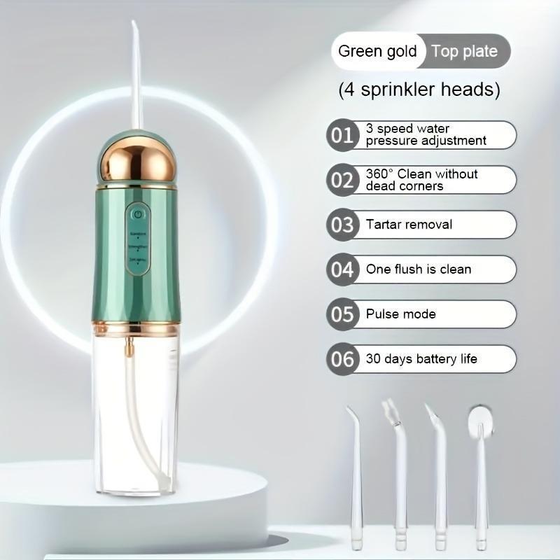 Rechargeable Electric Oral Irrigator, 1 Box Portable Oral Irrigator with 4 Counts Nozzles, Oral Cleaning Tool for Men & Women