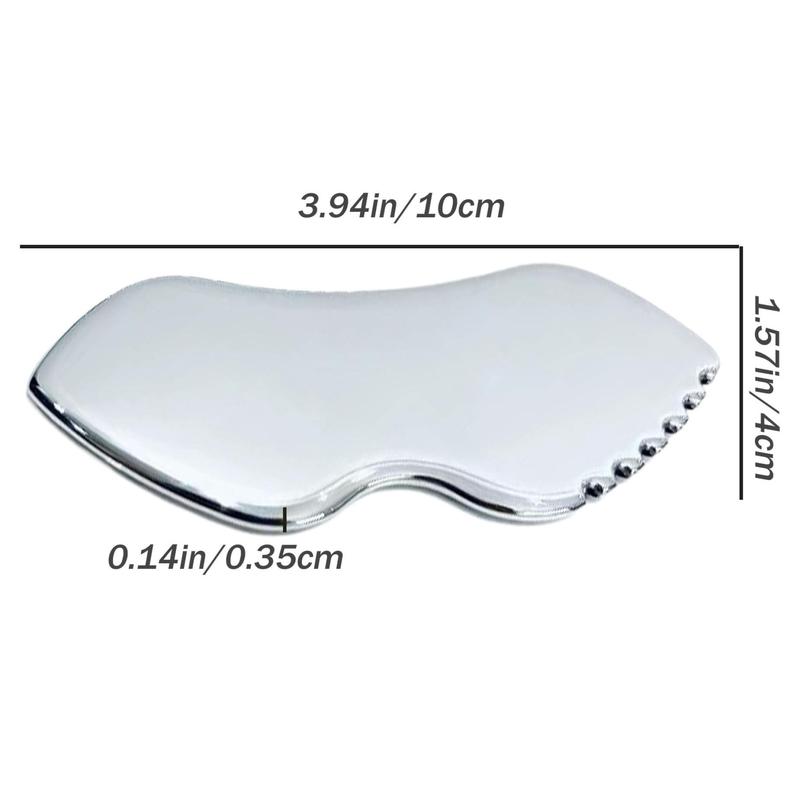 Stainless Steel Gua Sha Massage Board, Face Skin Care Massage Scraper Tool, Manual Gua Sha Lymphatic Drainage Massage Tool for Face, Neck and Around Lips with Storage Bag