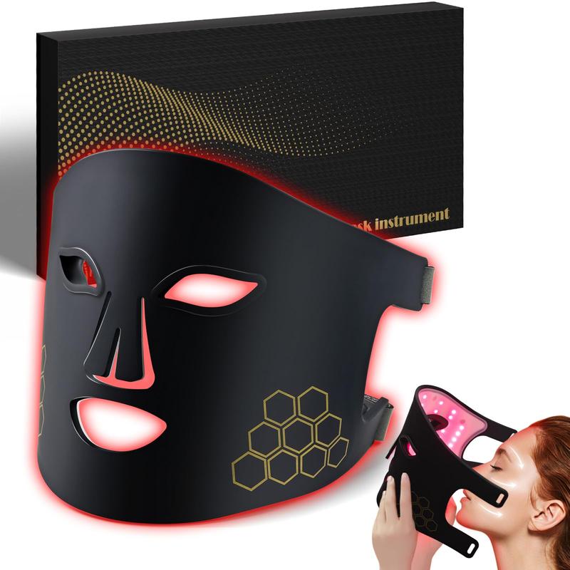 LED Face Mask Light Therapy, Infrared Red Light Therapy for Face with 4 Long Light Waves,  Therapy Mask Skincare Device for Facial Rejuvenation,Antiaging,tightening,Wrinkles Acne Reduction,oil control,rejuvenating,brightening Infrared Red