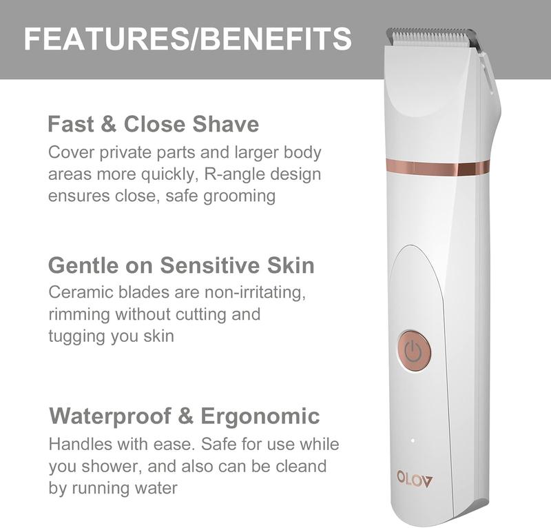 OLOV Wet and Dry Body Shaver Beautician - Bikini Underarm Pubic Hair Trimmer, Replaceable Ceramic Head, Waterproof Hygienic Shaver, Stylish and Portable, Accurate and Safe Comfort