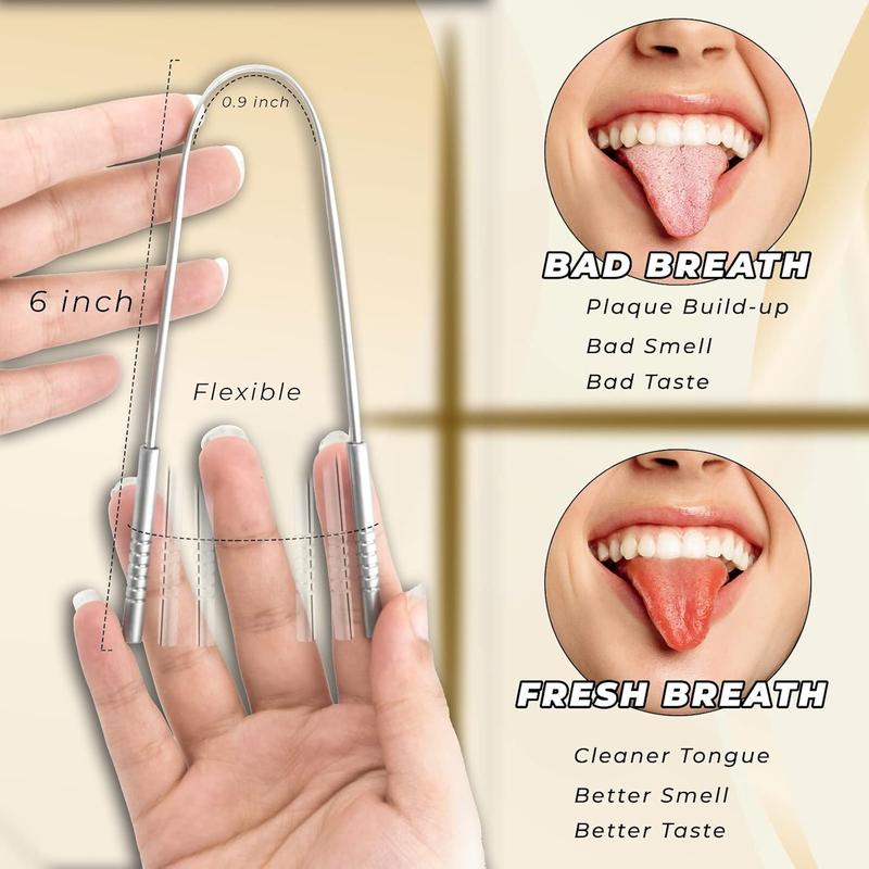 Tongue Scraper Professional Tongue Cleaner for Bad Breath Reusable Stainless Steel