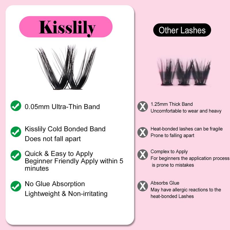 Kisslily Kaleido  Kit C Curl Volume Colored DIY   Cat Eye Eyelash Extensions Wispy Individual  Waterproof Long-Lasting   Easy To Apply  BlackFriday Sale Makeup wispy cluster