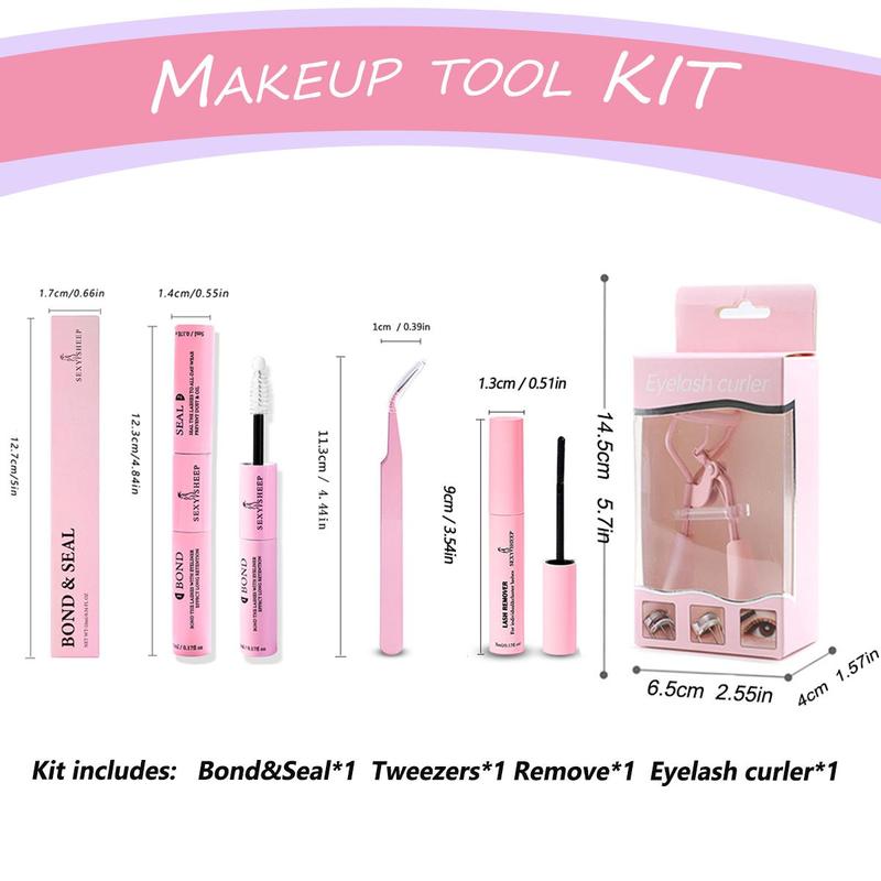 Eyelash Tool Kit, 4 Counts set Eyelash Curler & Eyelash Glue & Tweezers & Remover, Professional Makeup Products for Women