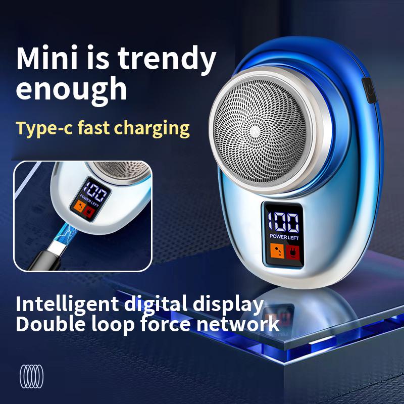 2024 New Fast Charging Digital Display Mini Shaver with Mirror, Waterproof Shaver Electric Beard Trimmer,  USB Rechargeable Powerful Storm Shaver for Men, Portable Mini Electric Razor Beard Trimmer