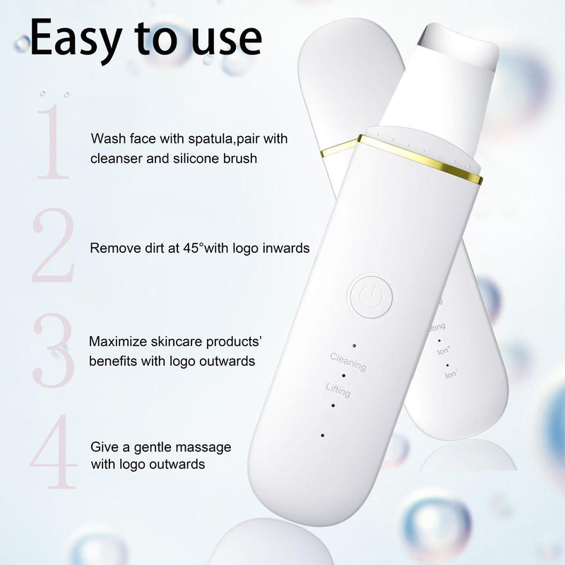 Rechargeable Ultrasonic Skin Scrubber, USB Rechargeable Facial Cleaner with High-frequency Vibration Massage, Summer Facial Skin Care Tool for Women, Christmas Gift