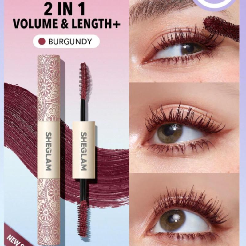 SHEGLAM All-In-One Volume & Length Mascara - Waterproof Brugundy for Longer Lashes - Cosmetic, Makeup