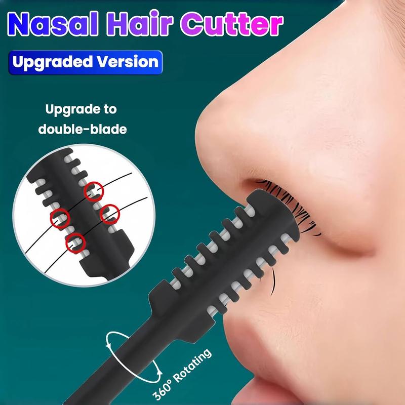 Upgraded Nasal Hair Cutter with Cleaning Brush, 5-Pack Nose Hair Trimmer, Double-Blade 360° Rotating Nose Hair Knife, Portable Nostril Hair Remover Tool for Women Men