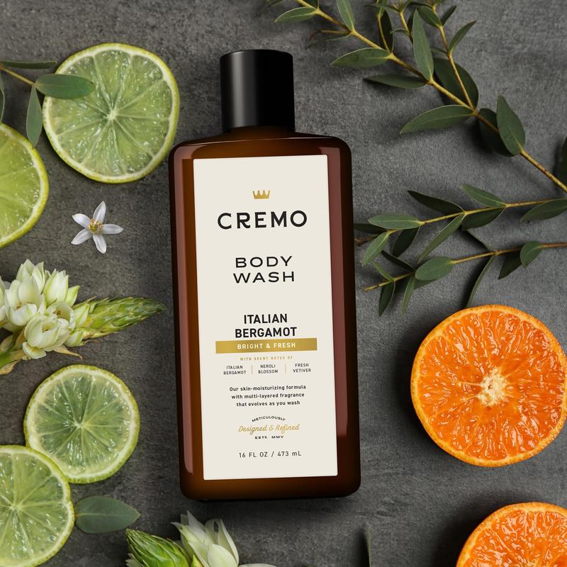 Cremo Rich-Lathering Italian Bergamot Body Wash for Men, 16 Fl Oz (Pack of 1) | Italian Bergamot, Neroli Blossom, Fresh Vetiver