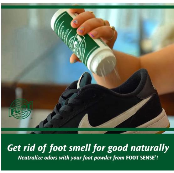 Foot Sense All Natural Smelly Foot & Shoe Powder - Foot Odor Eliminator Lasts up to 6 Months. Natural Formula for Smelly Shoes and Stinky feet. Protects disinfects & deodorizes