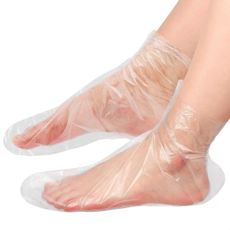 200Pack Plastic Foot Covers Disposable Socks Foot Gloves - Paraffin Baths Foot Moisturizer Socks - Foot Moisturizing Socks Pedicure Bags for Feet Spa Socks for Women Plastic Socks for Moisturizing Feet