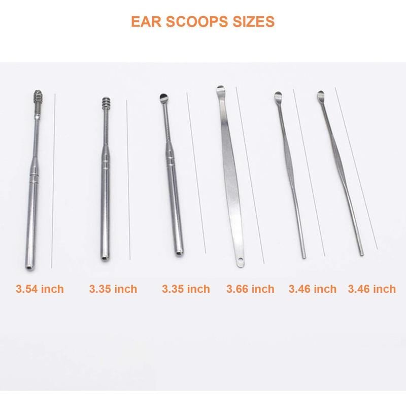 Ear Wax Removal kit, Ear Cleaner, 6-Piece Stainless Steel Ear Pick and Portable Storage Box, Remove Earwax Anytime Anywhere (Silvery)