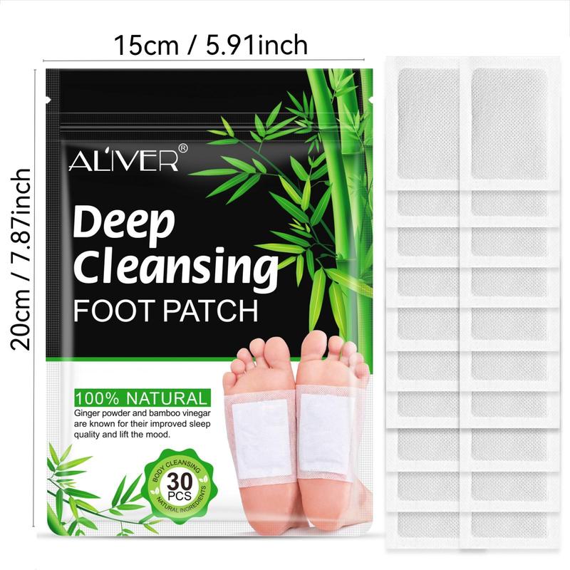 Bamboo Vinegar Ginger Foot Patches, 30pcs bag Deep Cleansing Pads, Natural Bamboo Vinegar Ginger Foot Patches for Foot and Body Care