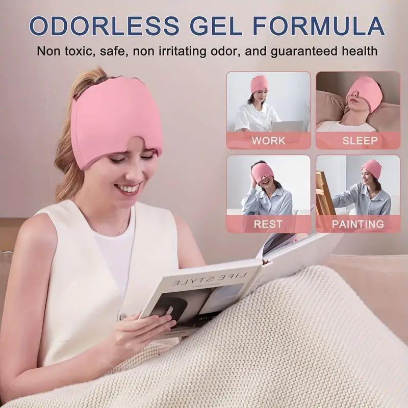 One-piece Design Solid Color Reusable Cold Compress Hat, Creative Cold Compress Hat, Eye Relaxing Headband, Skin Care Tool for Women & Men, Christmas Gift