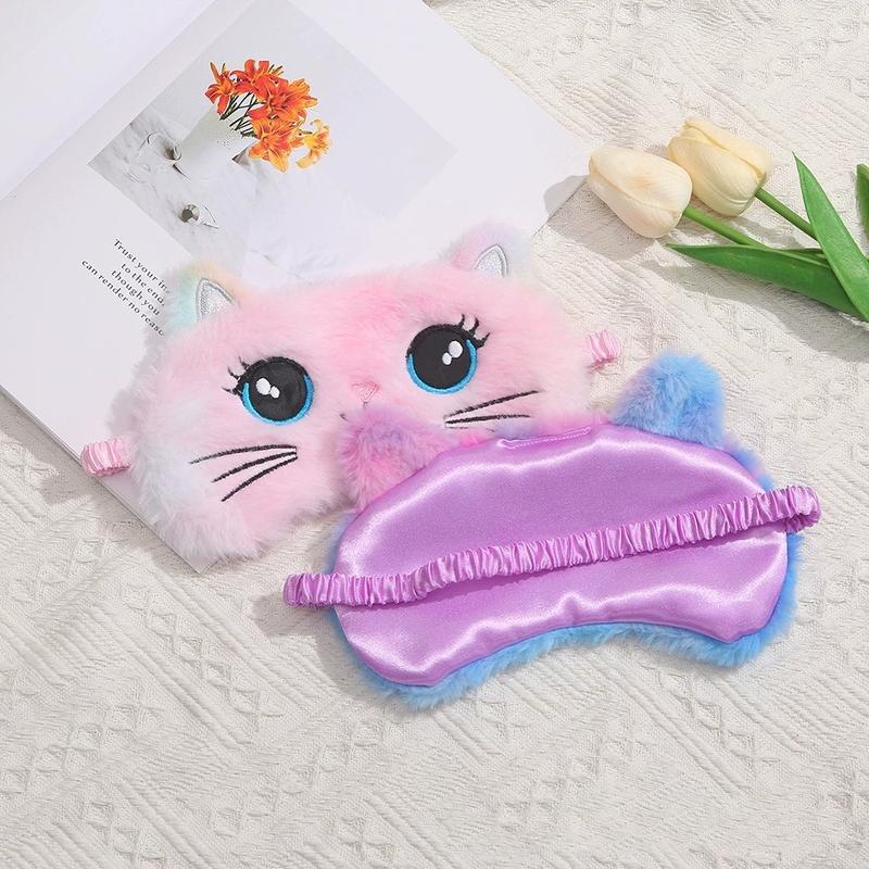 2024 Cute Plush Sleeping Mask Big Eyes Plush Eye Patch Kids Cat Shading Eye Mask Travel Rest Sleeping Aid Eyepatch