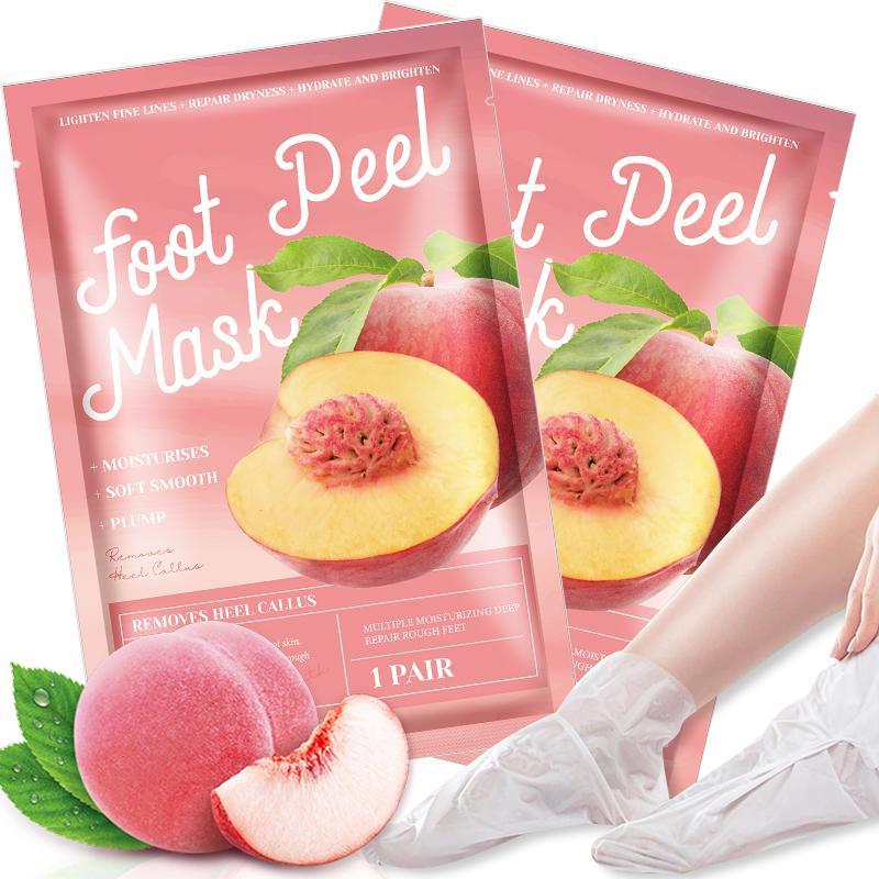 Peach & Honey Foot Peel Mask, 2 4 Pairs Callus Remover Foot Mask, Foot Care Mask for Dry, Cracked Feet, Callus, Christmas Gift