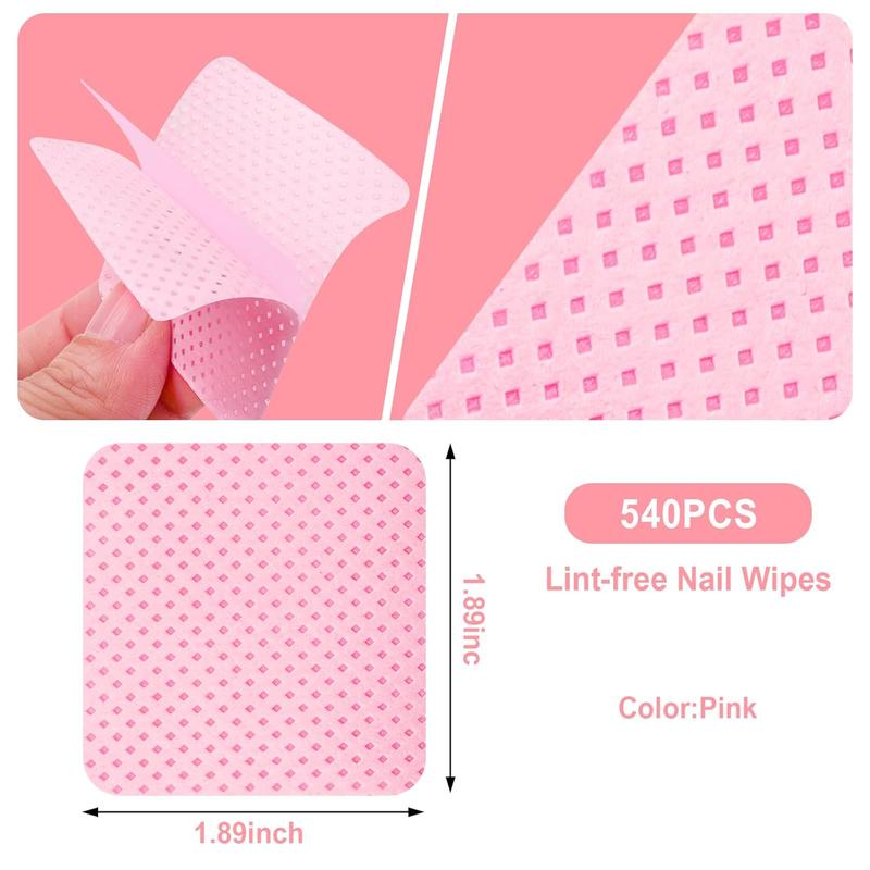 Lint Free Nail Wipes, 540count Nail Supplies Nail Polish Remover Wipes, Super Absorbent Soft Nail Wipes for Fingernail Polish Remover and Eyelash Extension Wipes for Nail Art