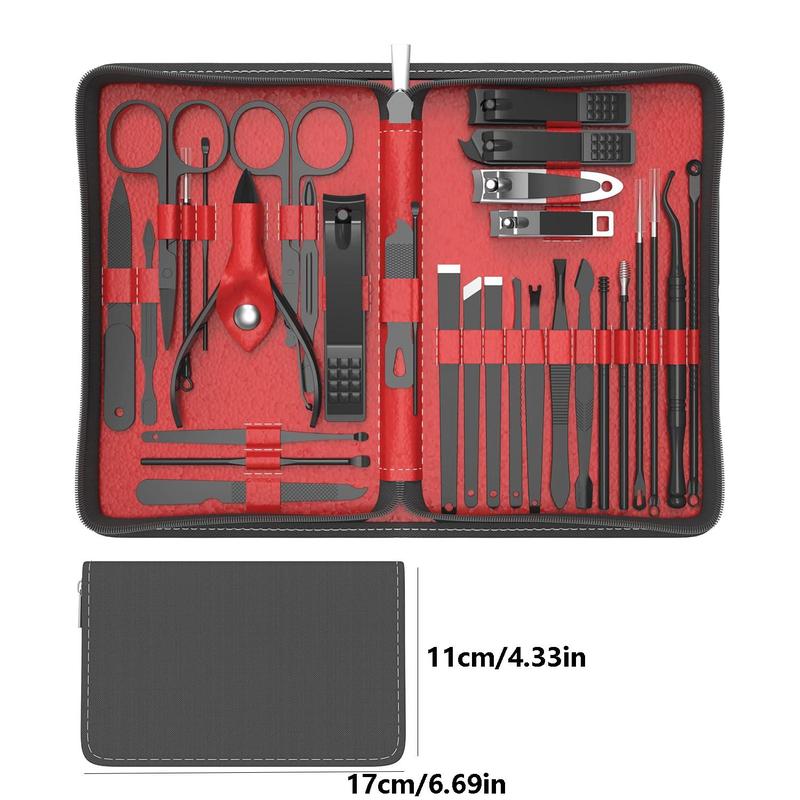 Stainless Steel Nail Clipper Set with Storage Case, 31pcs set Professional Nail Tools, Personal Beauty Care Tools for Men and Women