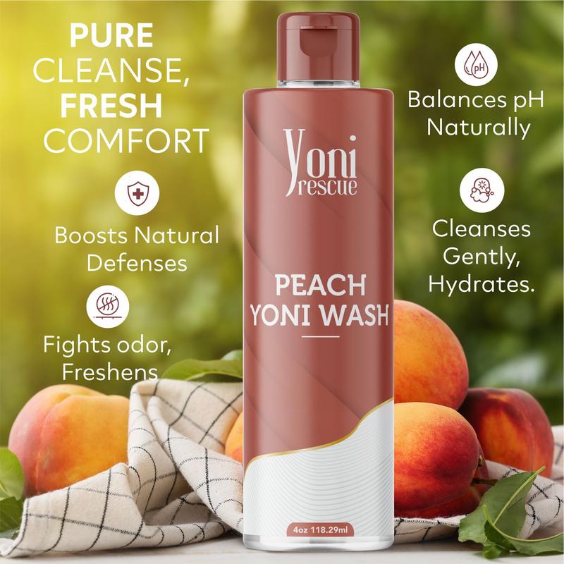 Peach Yoni Wash, 4oz,  Daily use gel based Wash, Reduce Odor, balance pH level, antibacterial , increase comfort , 4oz. by Yoni Rescue intimatewash for