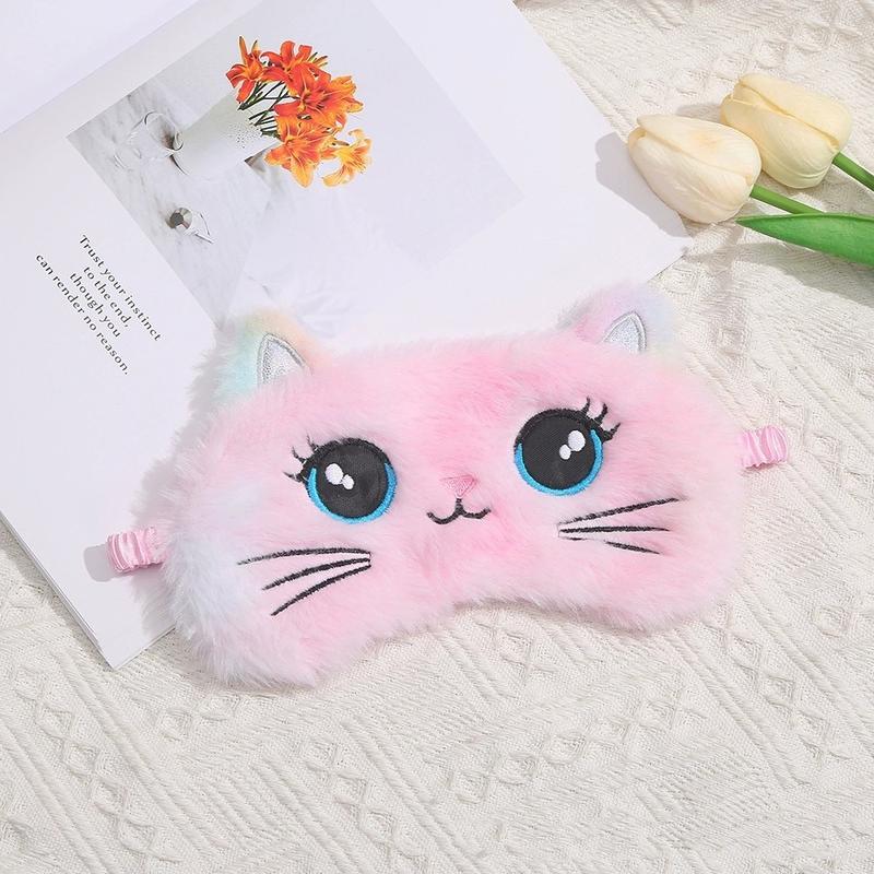 2024 Cute Plush Sleeping Mask Big Eyes Plush Eye Patch Kids Cat Shading Eye Mask Travel Rest Sleeping Aid Eyepatch