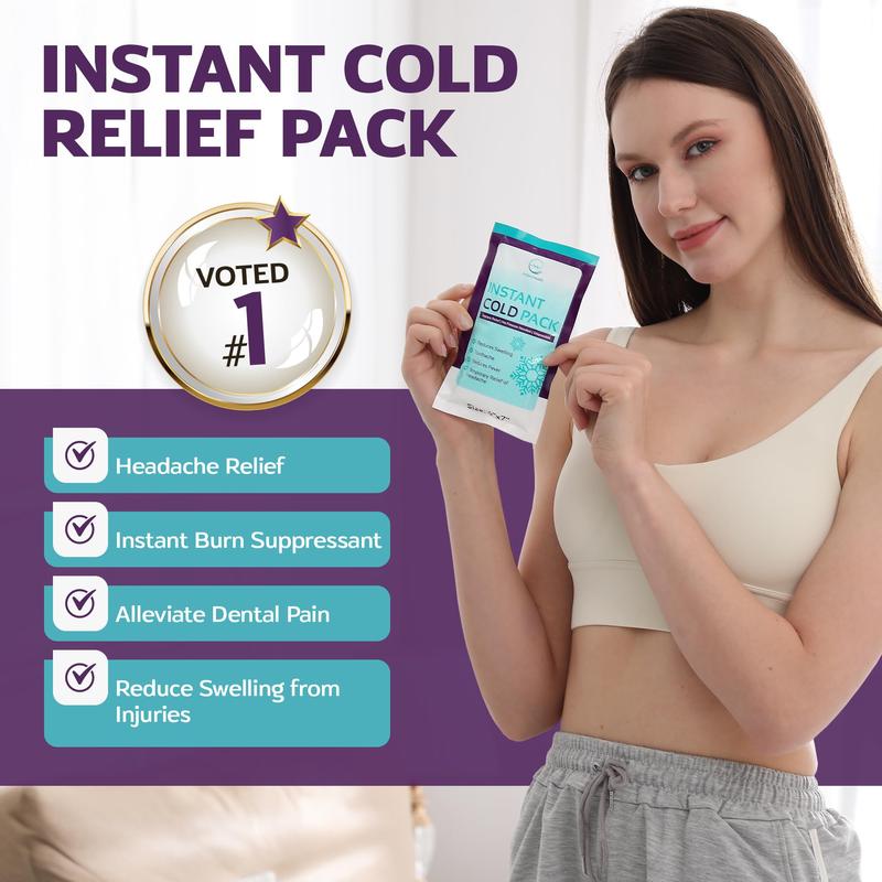 25 Packs Instant Ice Cold Pack (6” x 4.5”) - Disposable Instant Ice Packs for Injuries | Cold Compress Ice Pack for Pain Relief, Swelling, First Aid, Toothache, Athletes & Outdoor Activities