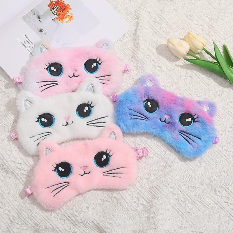 2024 Cute Plush Sleeping Mask Big Eyes Plush Eye Patch Kids Cat Shading Eye Mask Travel Rest Sleeping Aid Eyepatch