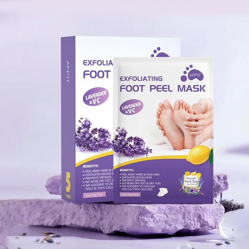 5 Pairs Exfoliating Foot Mask, Dead Skin Remover Foot Mask, Lavender Foot Care Products