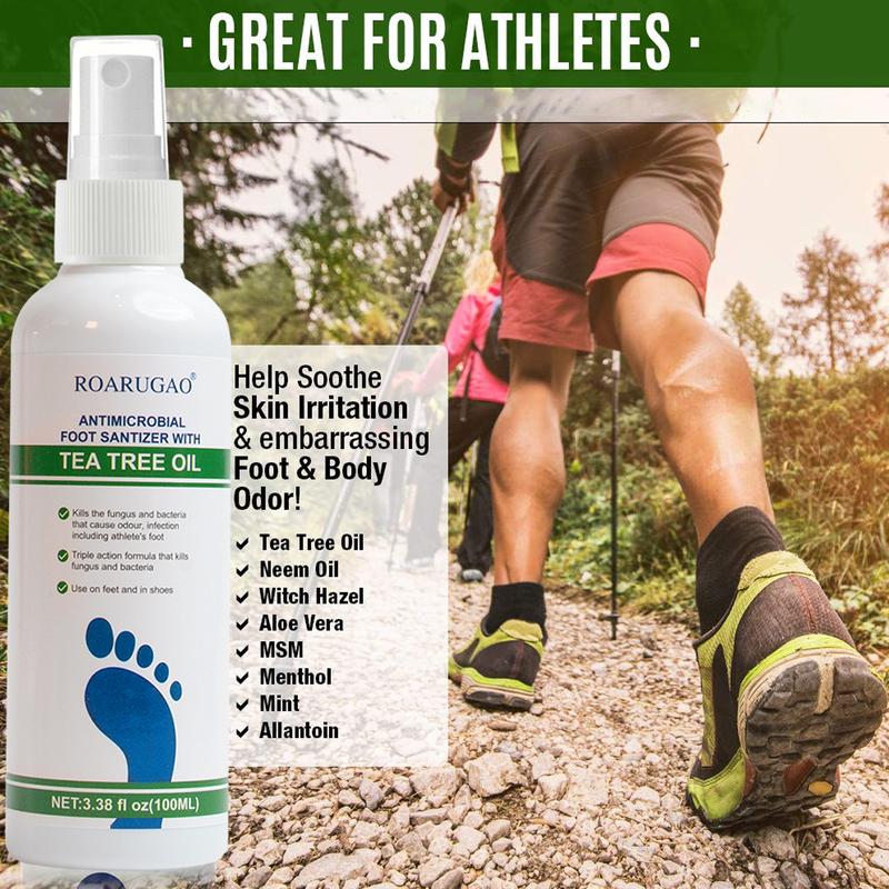 [Enjoy 60% Off] Tea Tree Oil Infused Foot Sanitizer Spray, 3.38 Ounce Bottle, featuring a blend of Pure Tea Tree Oil & Aloe Vera for Long-Lasting Disinfection & Antibacterial Protection