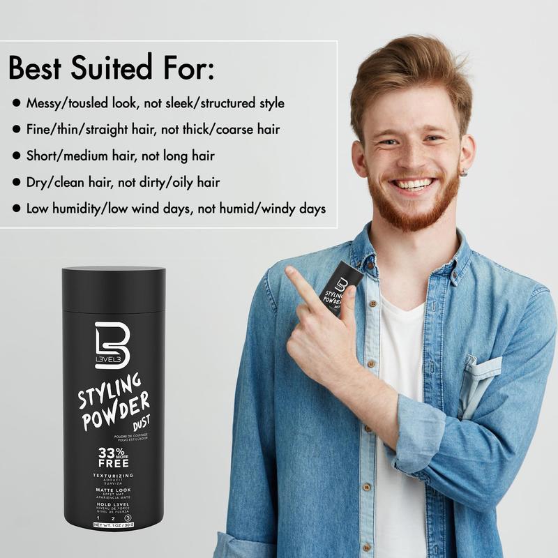 L3 Level 3 Styling Powder - Natural Look Mens Powder - Easy to Apply with No Oil or Greasy Residue