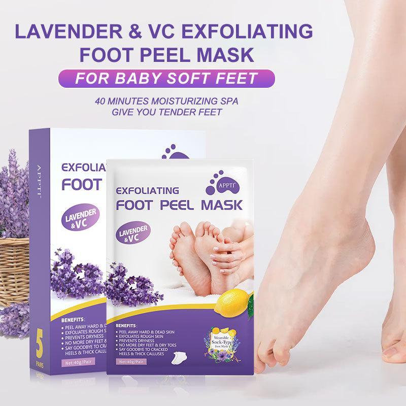 5 Pairs Exfoliating Foot Mask, Dead Skin Remover Foot Mask, Lavender Foot Care Products