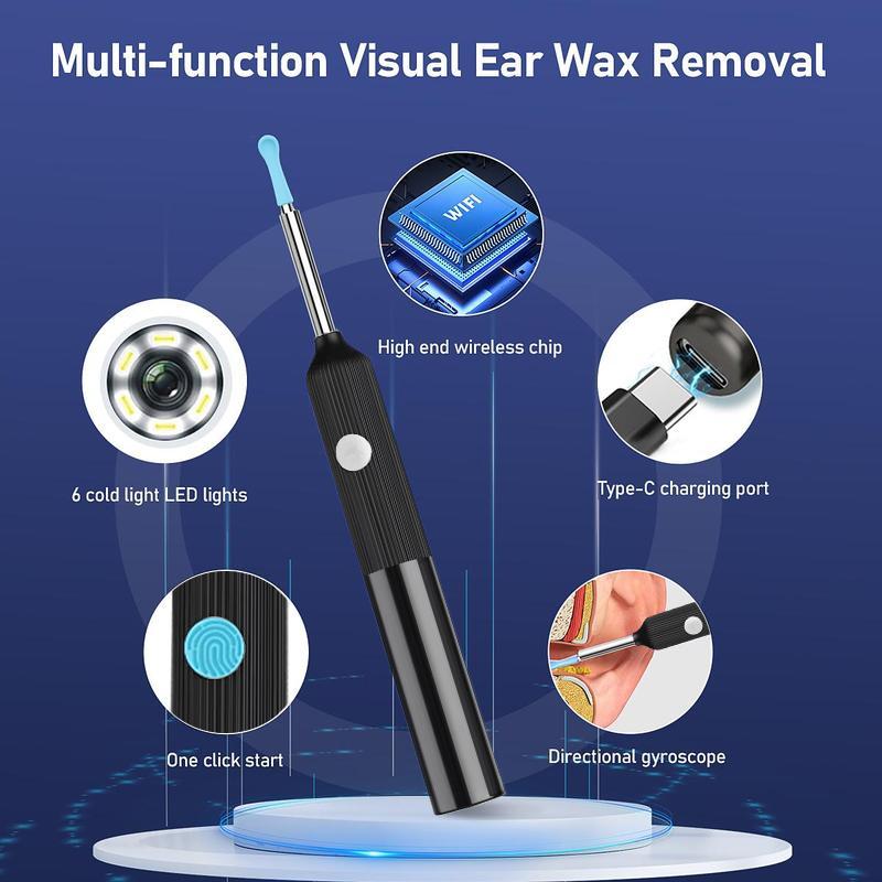 Ear Wax Removal Tool With Camera, 1 Set Portable Type-C Rechargeable Ear Cleaner, Waterproof Endoscope Ear Cleaning Tool ear  cleaner Water-Powered Electric