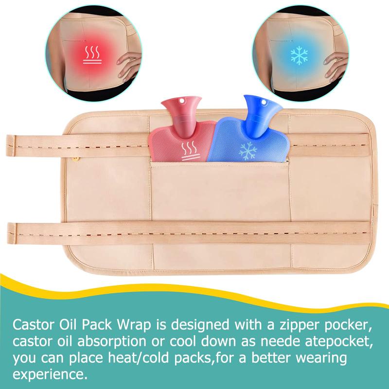 4Pcs Castor Oil Pack Wrap, Organic Castor Oil Packs for Liver Detox, Castor Oil Compress Reusable for Waist and Neck, Thyroid, Constipation, Inflammation