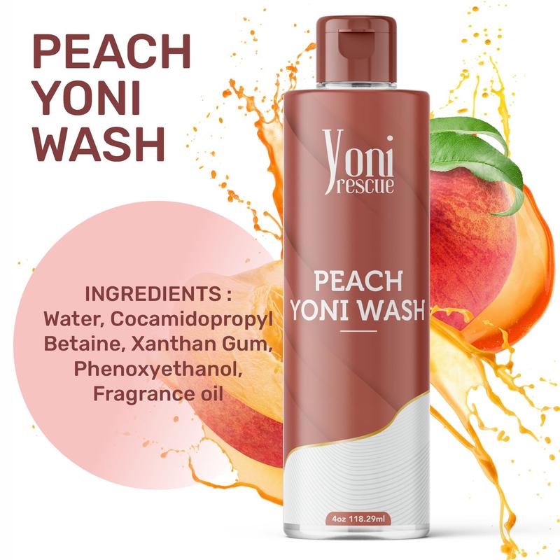 Peach Yoni Wash, 4oz,  Daily use gel based Wash, Reduce Odor, balance pH level, antibacterial , increase comfort , 4oz. by Yoni Rescue intimatewash for