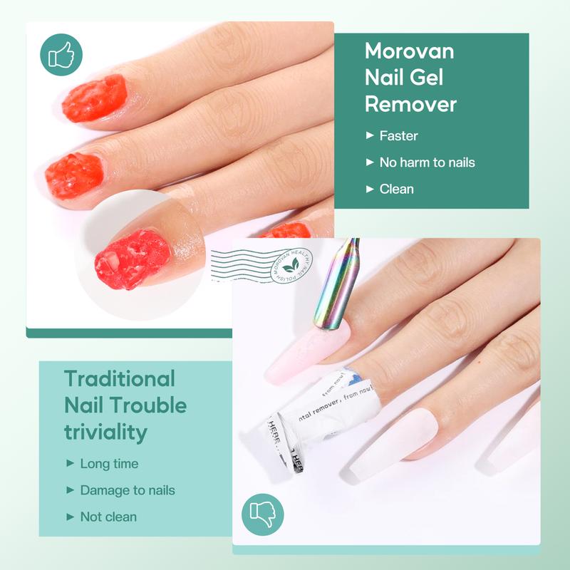 MOROVAN Gel Polish Remover Kit - Gel Nail Polish Remover Set with Latex Tape Peel Off Liquid with Cuticle Pusher Peeler Cuticle Oil Nail File Cleaner Quick & Easy No Need for Foil Soaking Or Wrapping