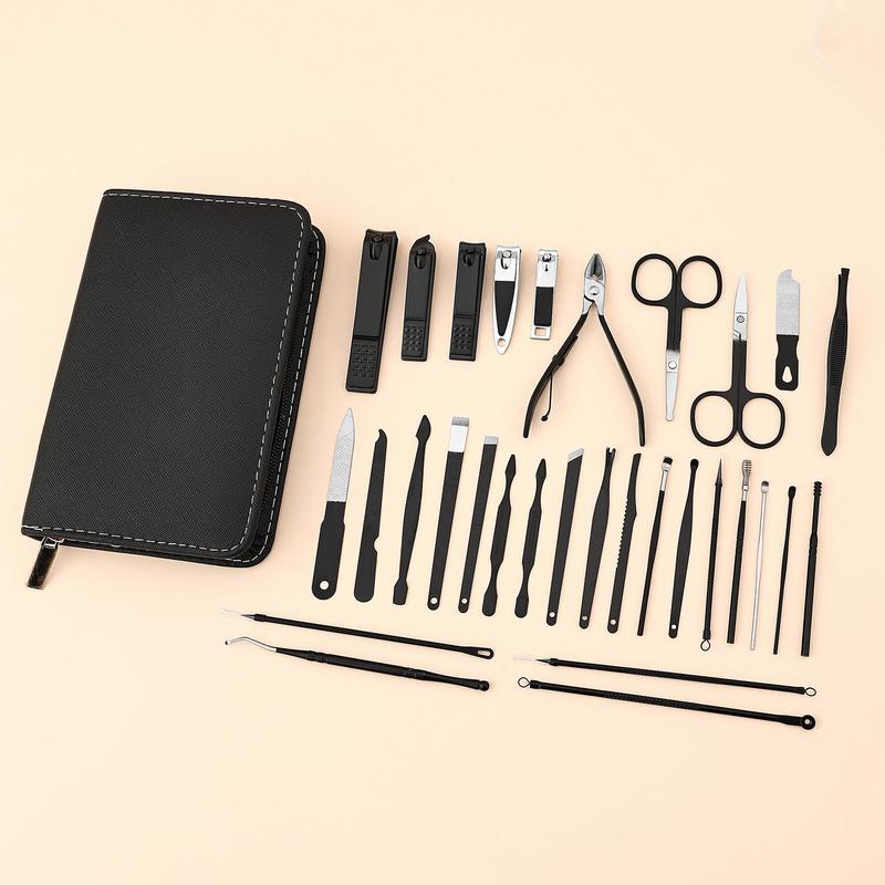 Stainless Steel Nail Clipper Set with Storage Case, 31pcs set Professional Nail Tools, Personal Beauty Care Tools for Men and Women