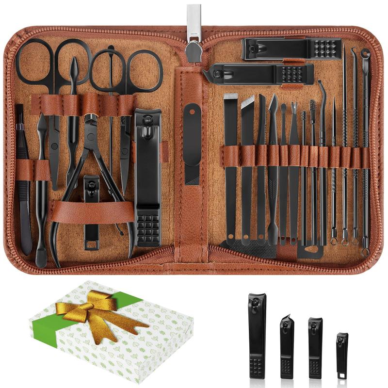 Professional Manicure Set with 26 Pieces for Travel & Grooming - Nail Clippers Pedicure Kit