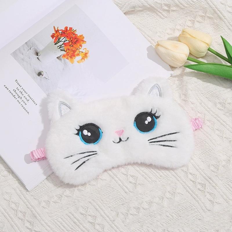 2024 Cute Plush Sleeping Mask Big Eyes Plush Eye Patch Kids Cat Shading Eye Mask Travel Rest Sleeping Aid Eyepatch